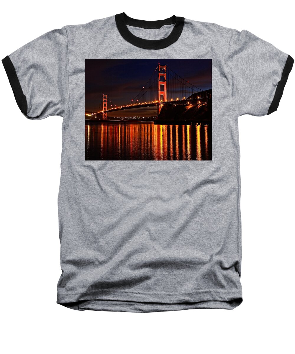 Golden Gate Bridge Baseball T-Shirt featuring the photograph Golden Glory by Dave Files