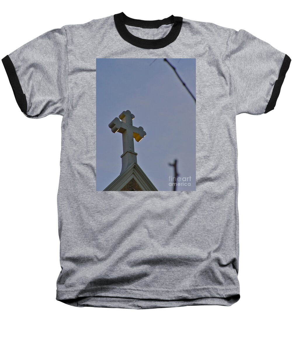 Church Baseball T-Shirt featuring the photograph Golden Spirit by LeLa Becker