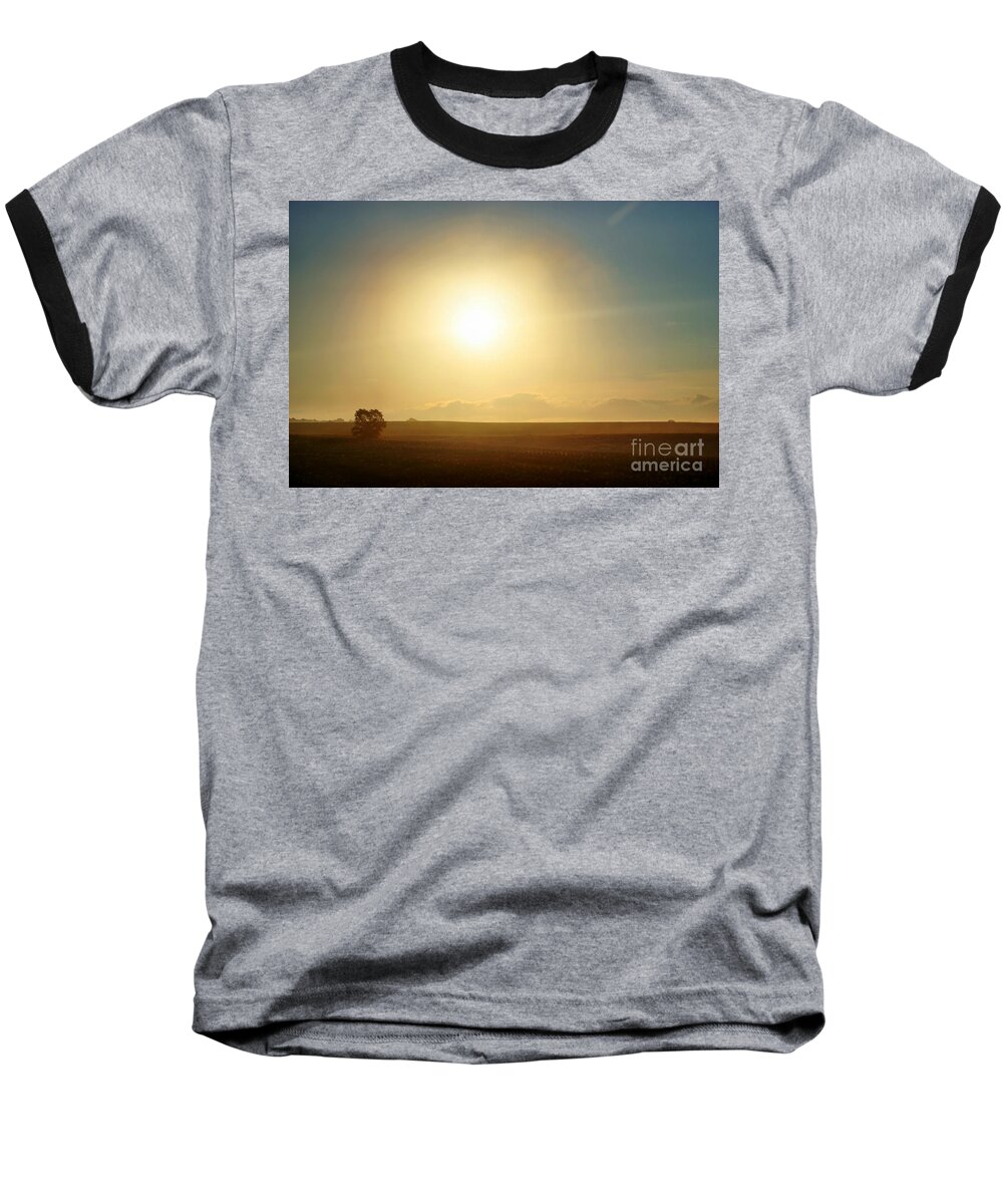 Sunset Baseball T-Shirt featuring the photograph Golden Sunset by Judy Palkimas