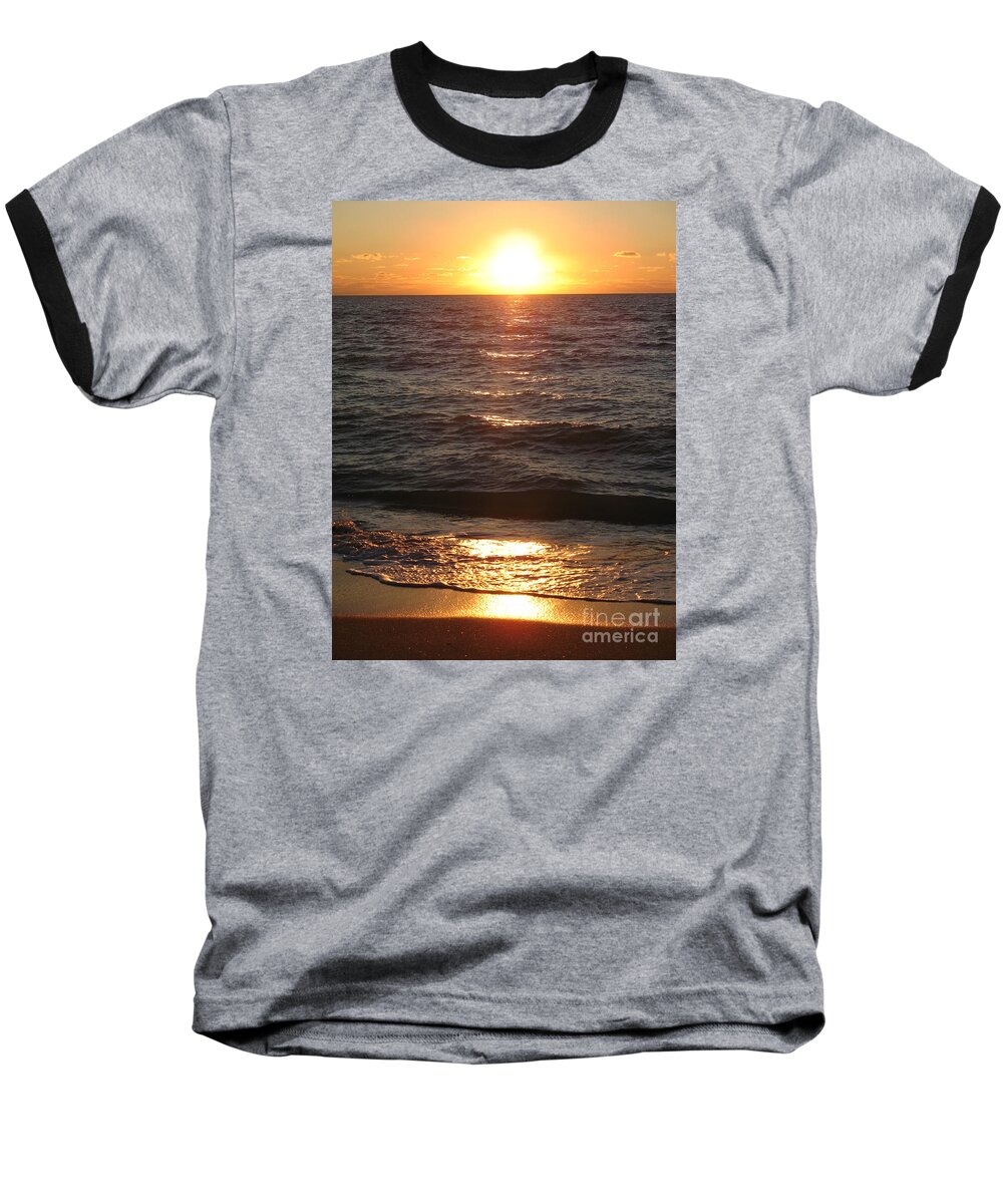 Sunset Baseball T-Shirt featuring the photograph Golden Sunset At Destin Beach by Christiane Schulze Art And Photography