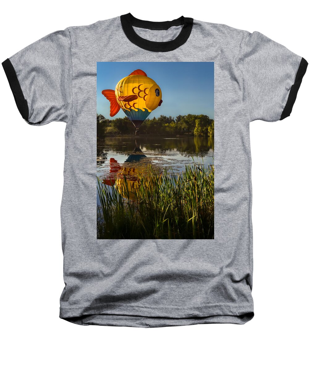 Goldfish Baseball T-Shirt featuring the photograph Goldfish Reflection by Linda Villers