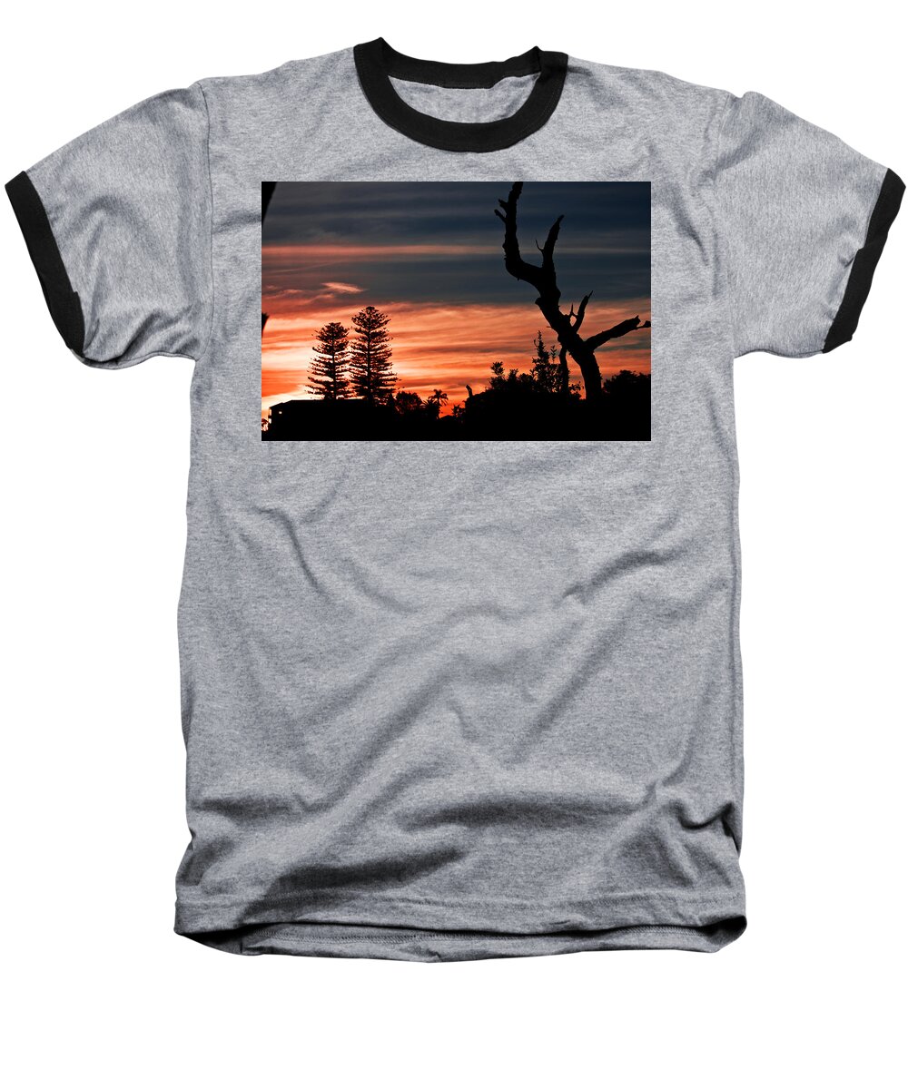 #sunset Baseball T-Shirt featuring the photograph Good Night Trees by Miroslava Jurcik