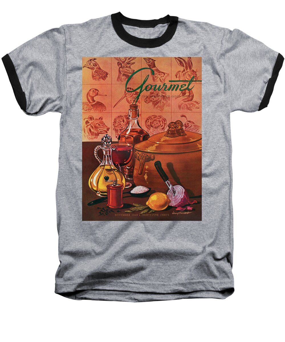 Illustration Baseball T-Shirt featuring the photograph Gourmet Cover Featuring A Casserole Pot by Henry Stahlhut