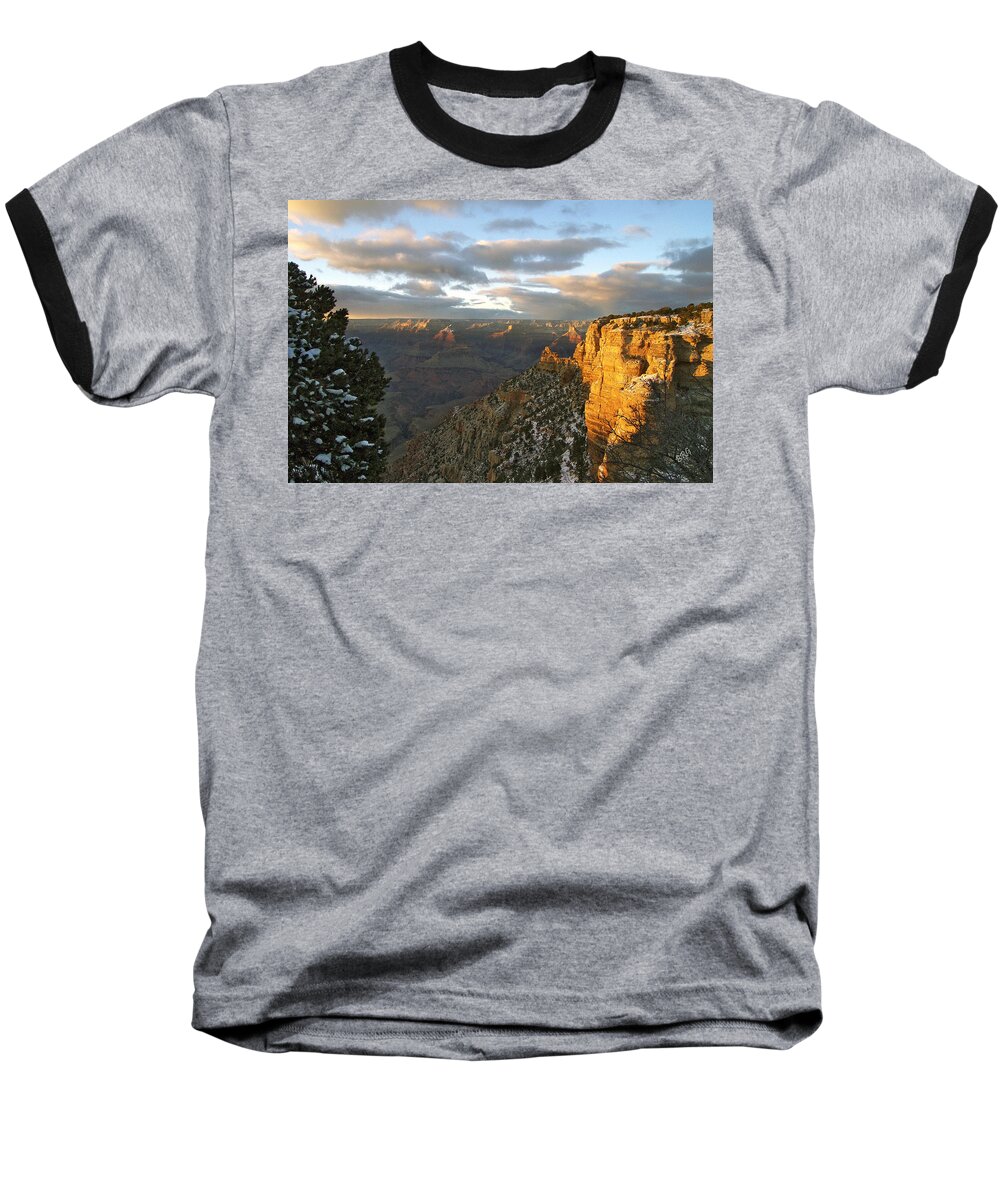Landscape Baseball T-Shirt featuring the photograph Grand Canyon. Winter Sunset by Ben and Raisa Gertsberg