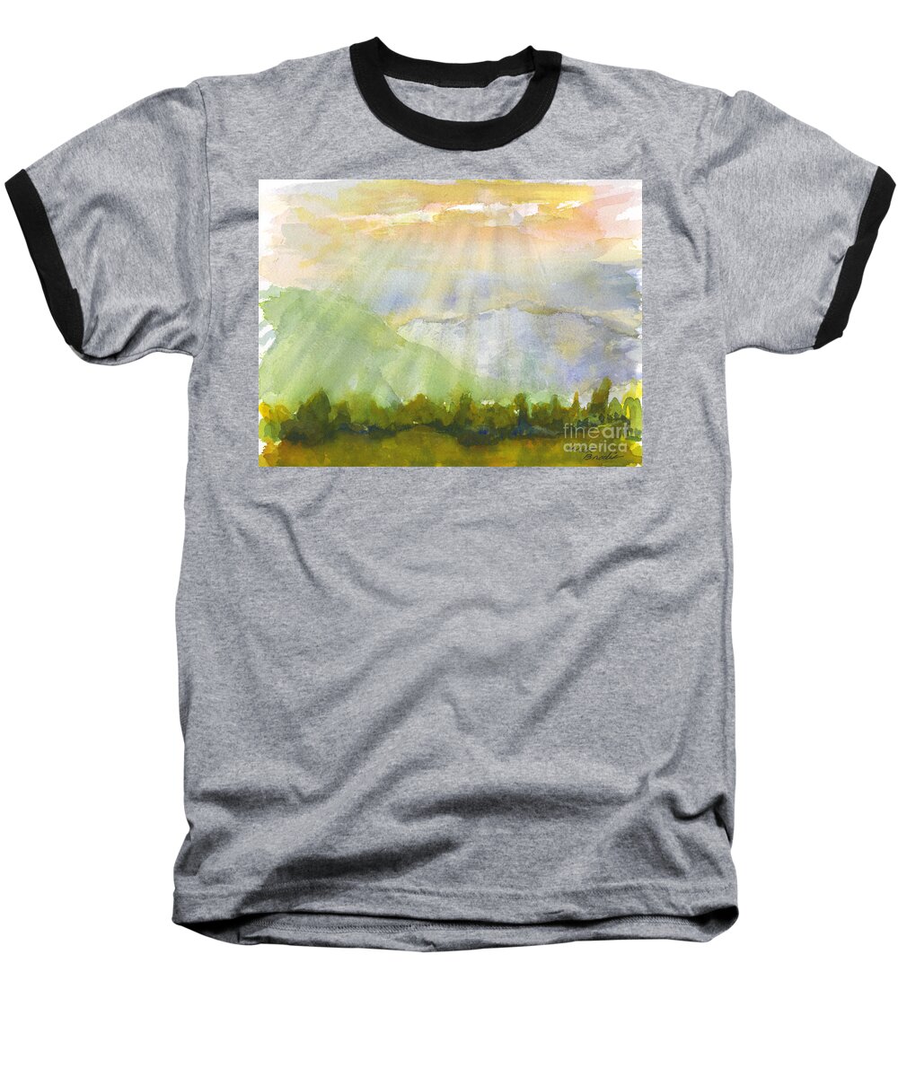 Sun Rays Baseball T-Shirt featuring the painting Grandma Cohen Rays by Walt Brodis