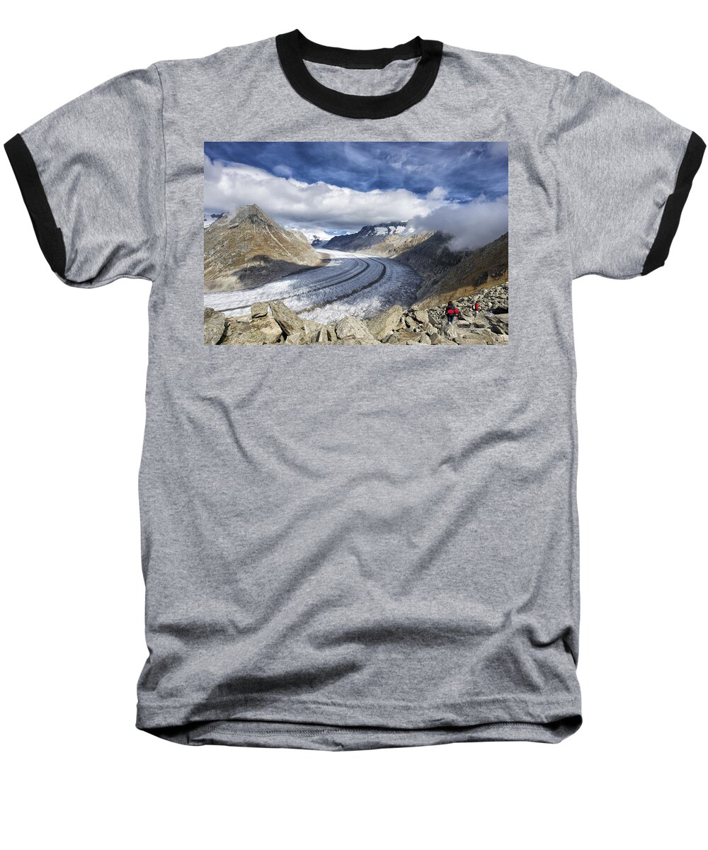 Aletsch Glacier Baseball T-Shirt featuring the photograph Great Aletsch Glacier Swiss Alps Switzerland Europe by Matthias Hauser