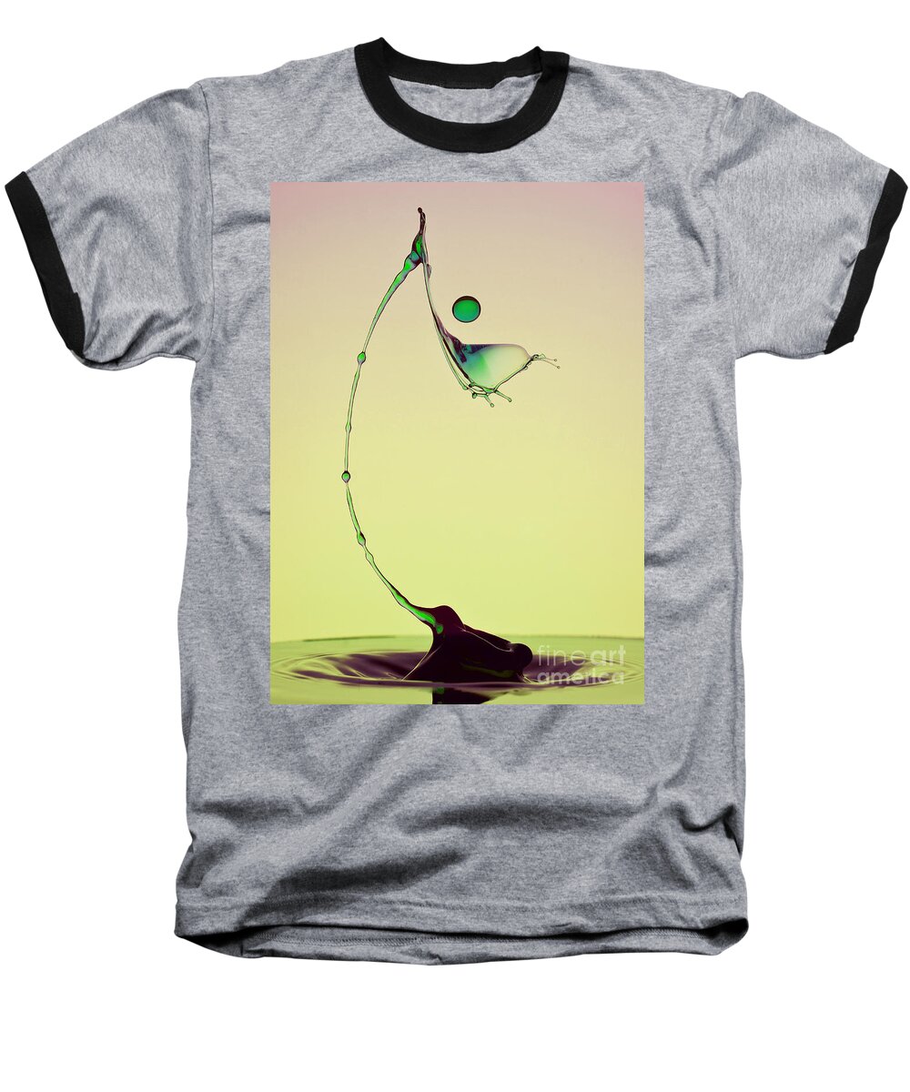 Waterdrop Baseball T-Shirt featuring the photograph Green ball by Jaroslaw Blaminsky