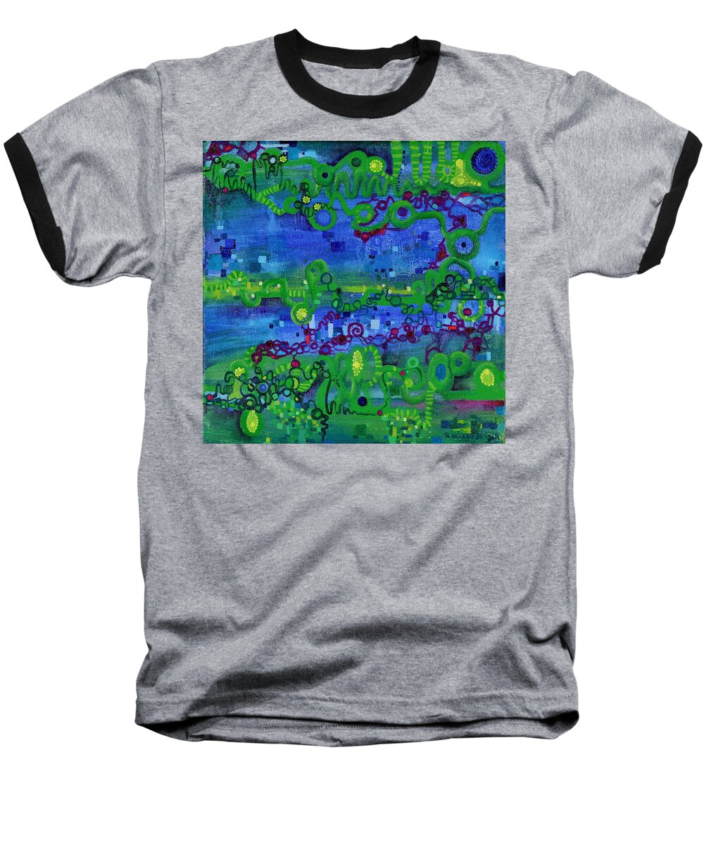 Path Integral Baseball T-Shirt featuring the painting Green Functions by Regina Valluzzi