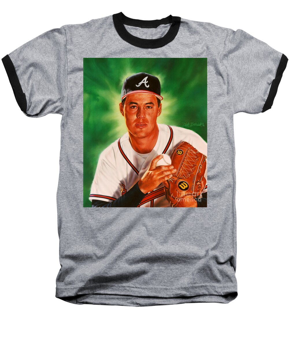 Sports Baseball T-Shirt featuring the painting Greg Maddux by Dick Bobnick