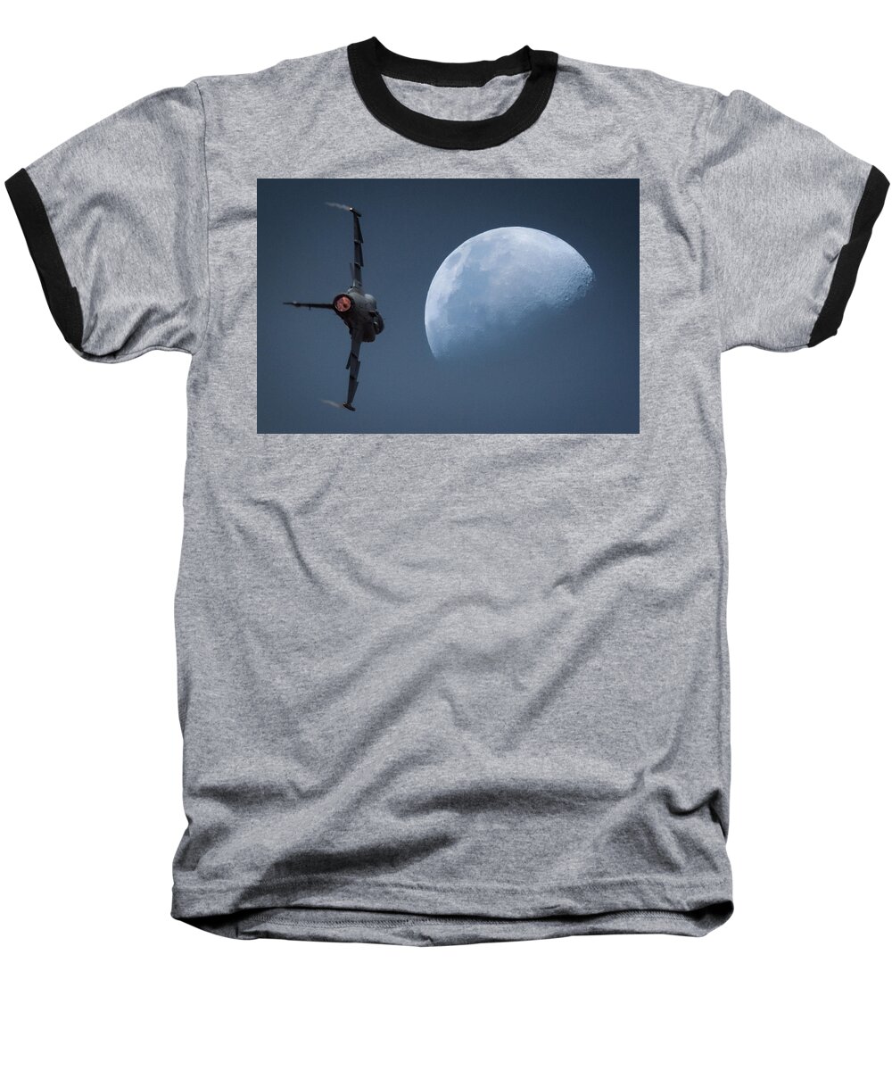 Jetfighter Baseball T-Shirt featuring the photograph Gripen Moon by Paul Job