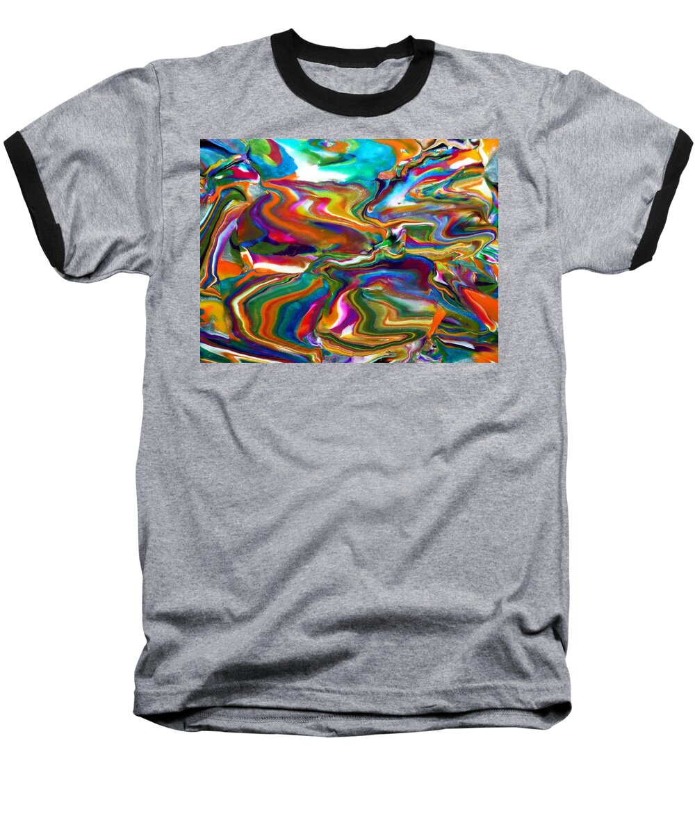 Abstract Baseball T-Shirt featuring the mixed media Groovy by Deborah Stanley