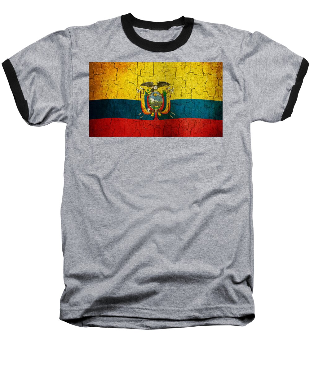 Aged Baseball T-Shirt featuring the digital art Grunge ecuador flag by Steve Ball