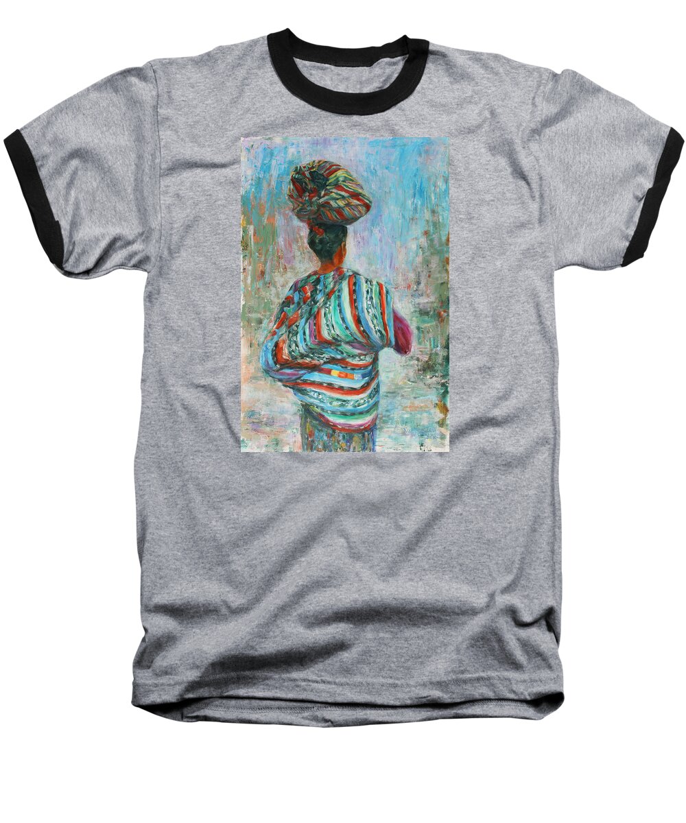 Figurative Baseball T-Shirt featuring the painting Guatemala Impression I by Xueling Zou