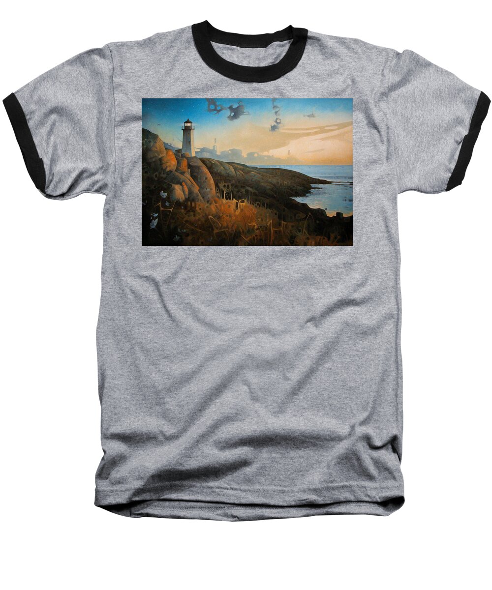 Lighthouse Baseball T-Shirt featuring the painting Guided By A Light by T S Carson