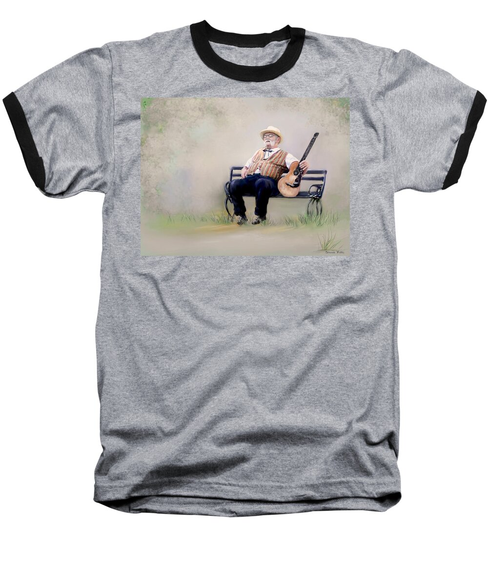 Man Baseball T-Shirt featuring the photograph Guitar Man by Bonnie Willis