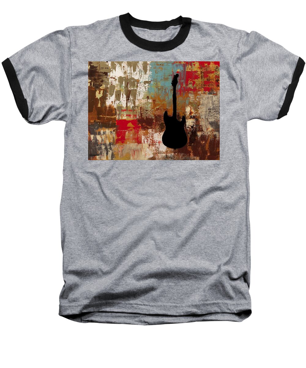 Music Abstract Art Baseball T-Shirt featuring the painting Guitar Solo by Carmen Guedez