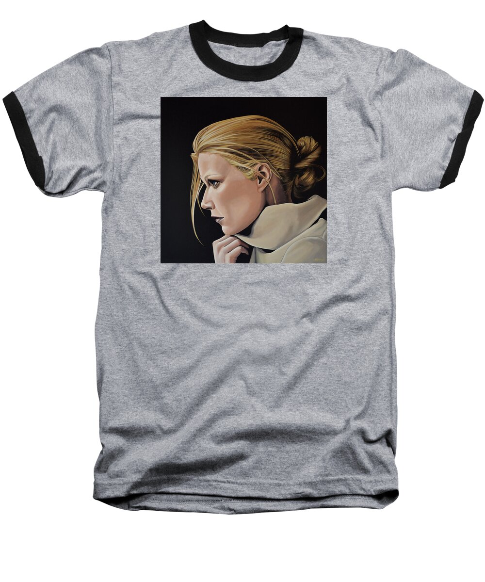 Gwyneth Paltrow Baseball T-Shirt featuring the painting Gwyneth Paltrow Painting by Paul Meijering