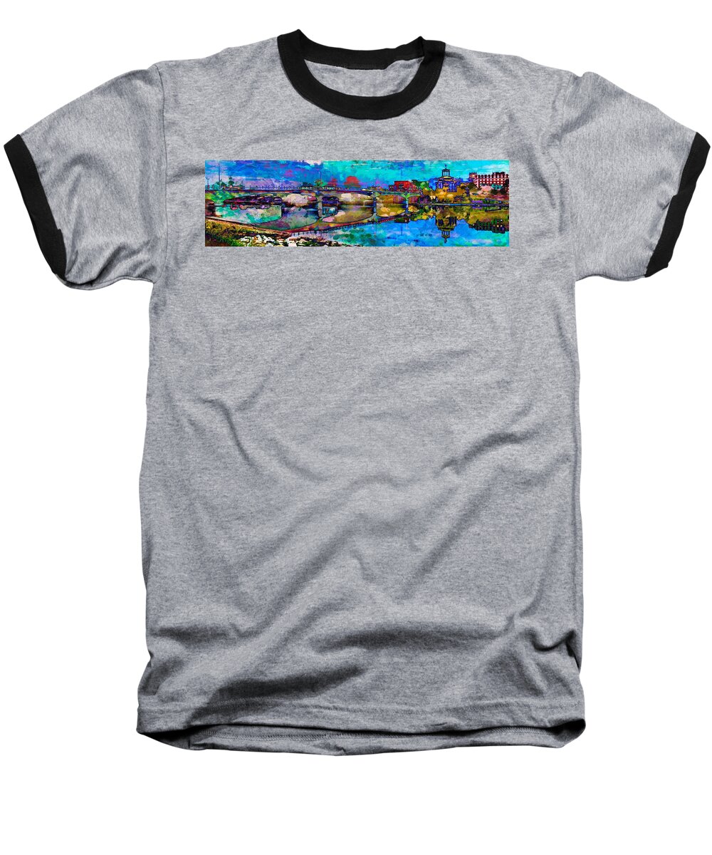 Art Baseball T-Shirt featuring the digital art Hamilton Ohio City Art 3 by Mary Clanahan