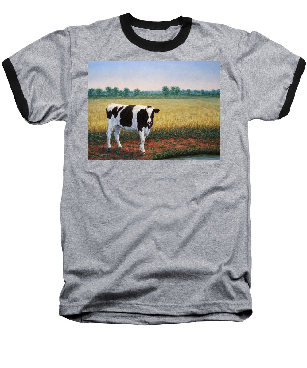 Happy Baseball T-Shirt featuring the painting Happy Holstein by James W Johnson