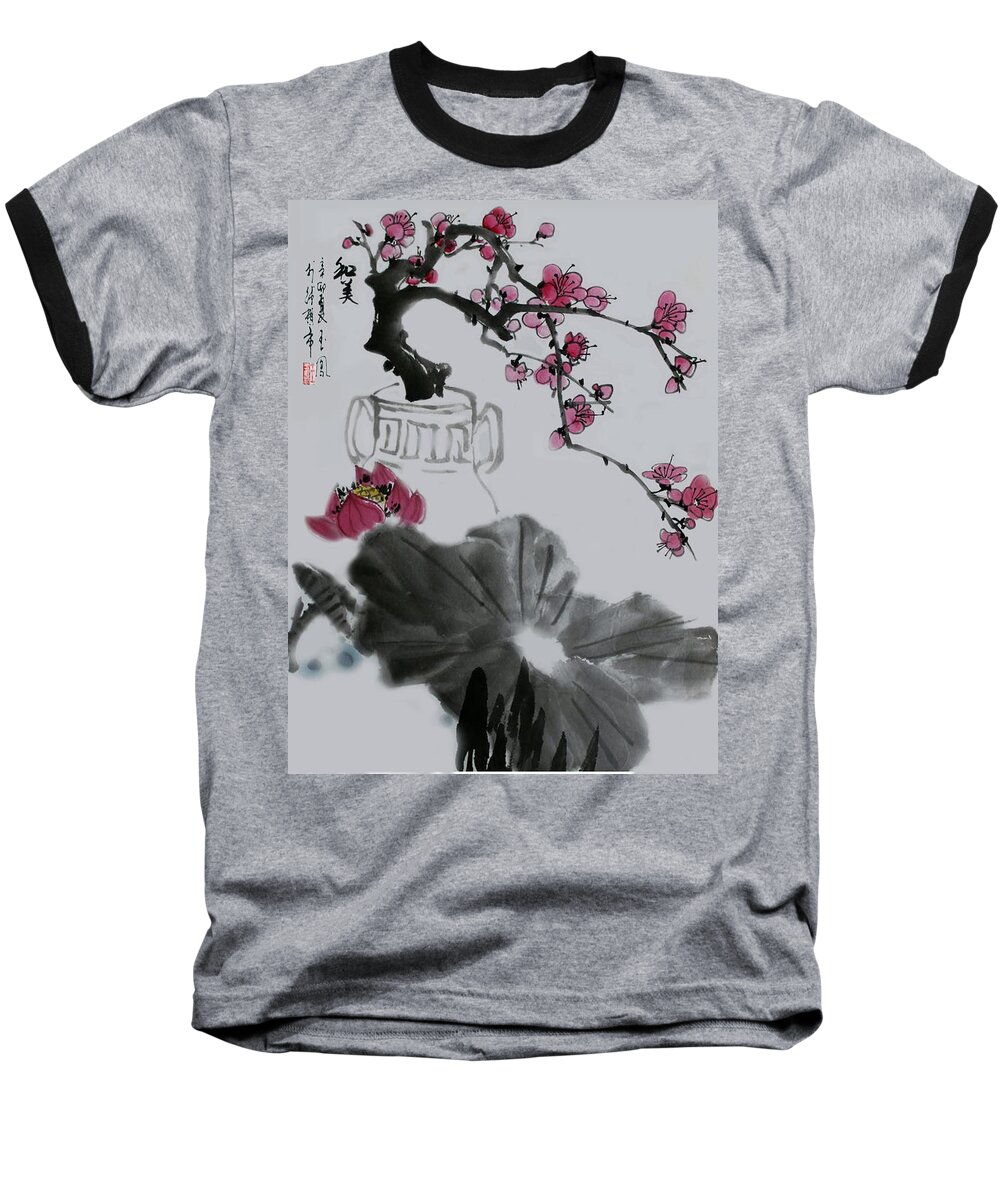 Plum Blossomy Baseball T-Shirt featuring the photograph Harmony and Beauty by Yufeng Wang