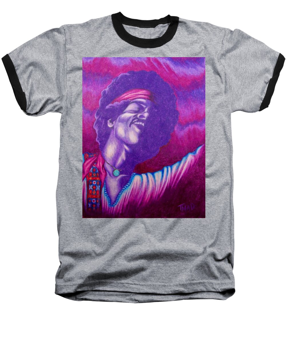 Michael Baseball T-Shirt featuring the drawing Haze by Michael TMAD Finney