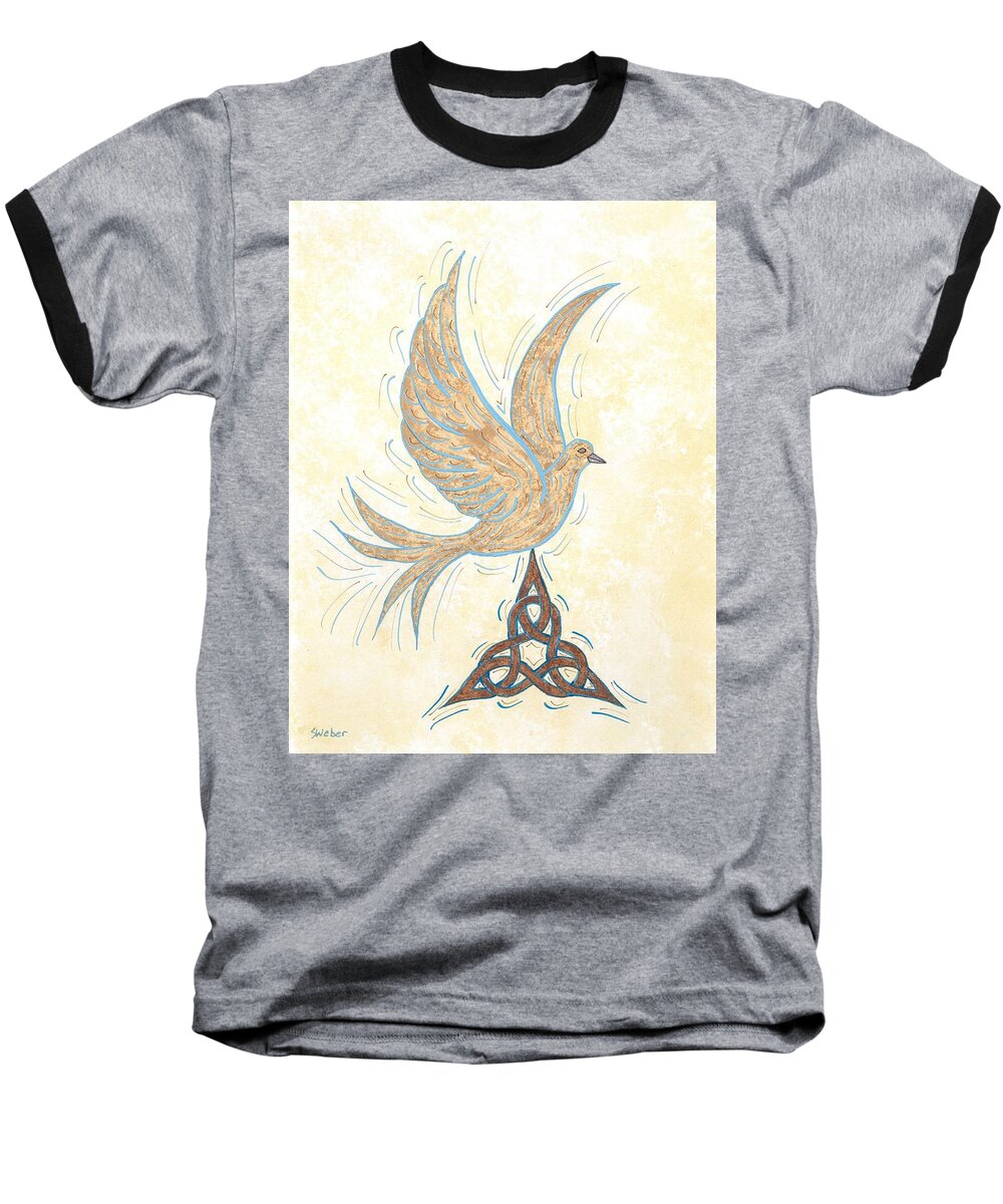 Bird Baseball T-Shirt featuring the painting He Set Us Free by Susie WEBER