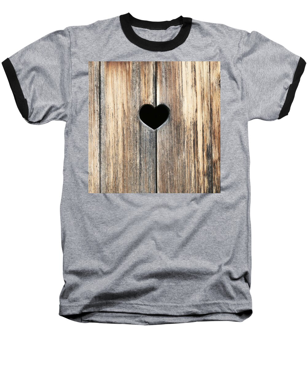 Brown Baseball T-Shirt featuring the photograph Heart in Wood by Brooke T Ryan