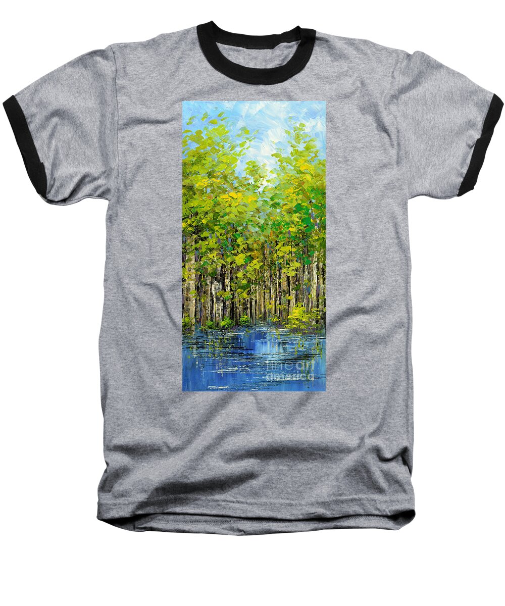 Forest Baseball T-Shirt featuring the painting Heat of Summer by Tatiana Iliina