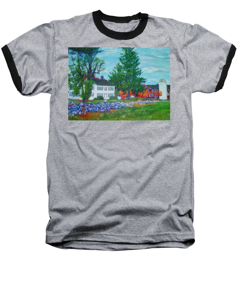 Telechron Baseball T-Shirt featuring the painting Henry Warren House and Barn by Cliff Wilson