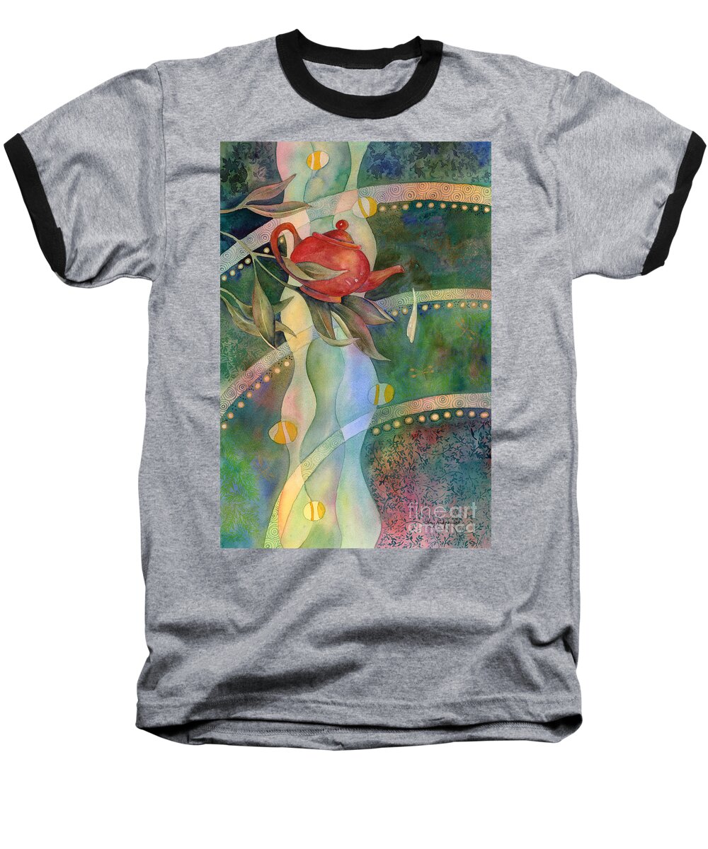 Tea Pot Baseball T-Shirt featuring the painting High Tea by Amy Kirkpatrick