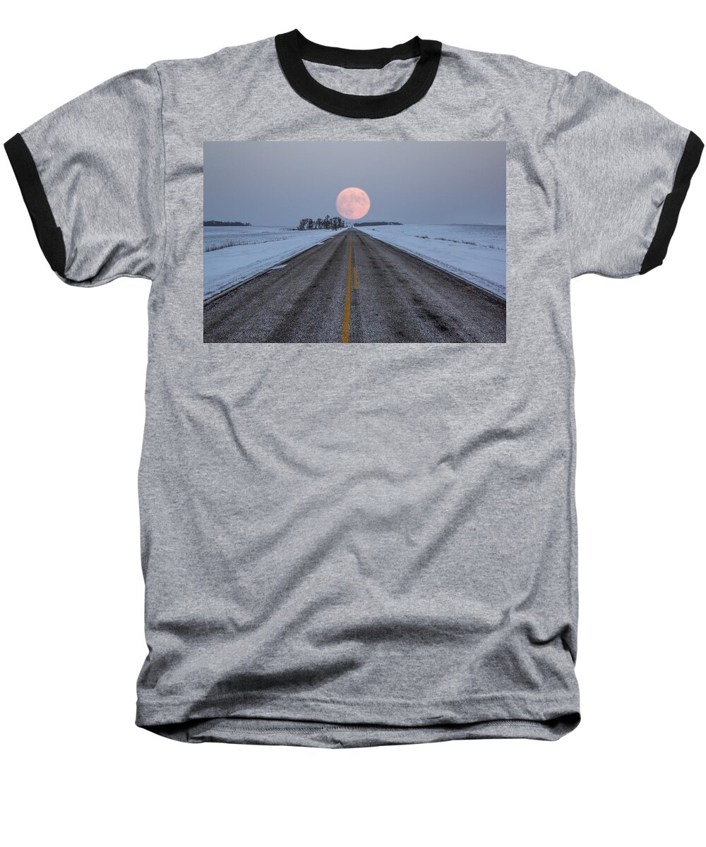 Road To Nowhere Baseball T-Shirt featuring the photograph Highway to the Moon by Aaron J Groen