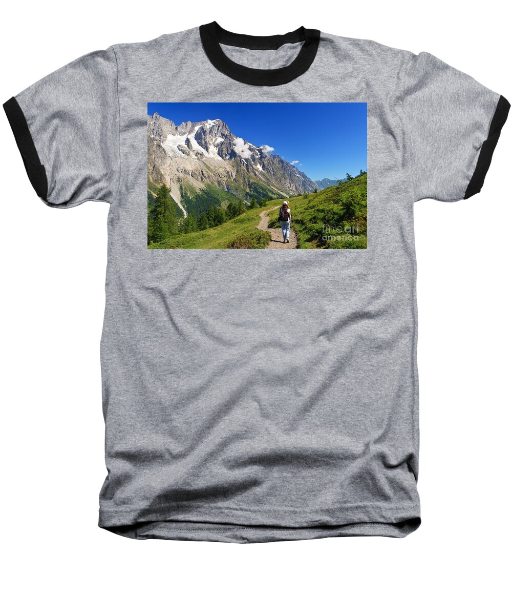 Adventure Baseball T-Shirt featuring the photograph hiking in Ferret Valley by Antonio Scarpi