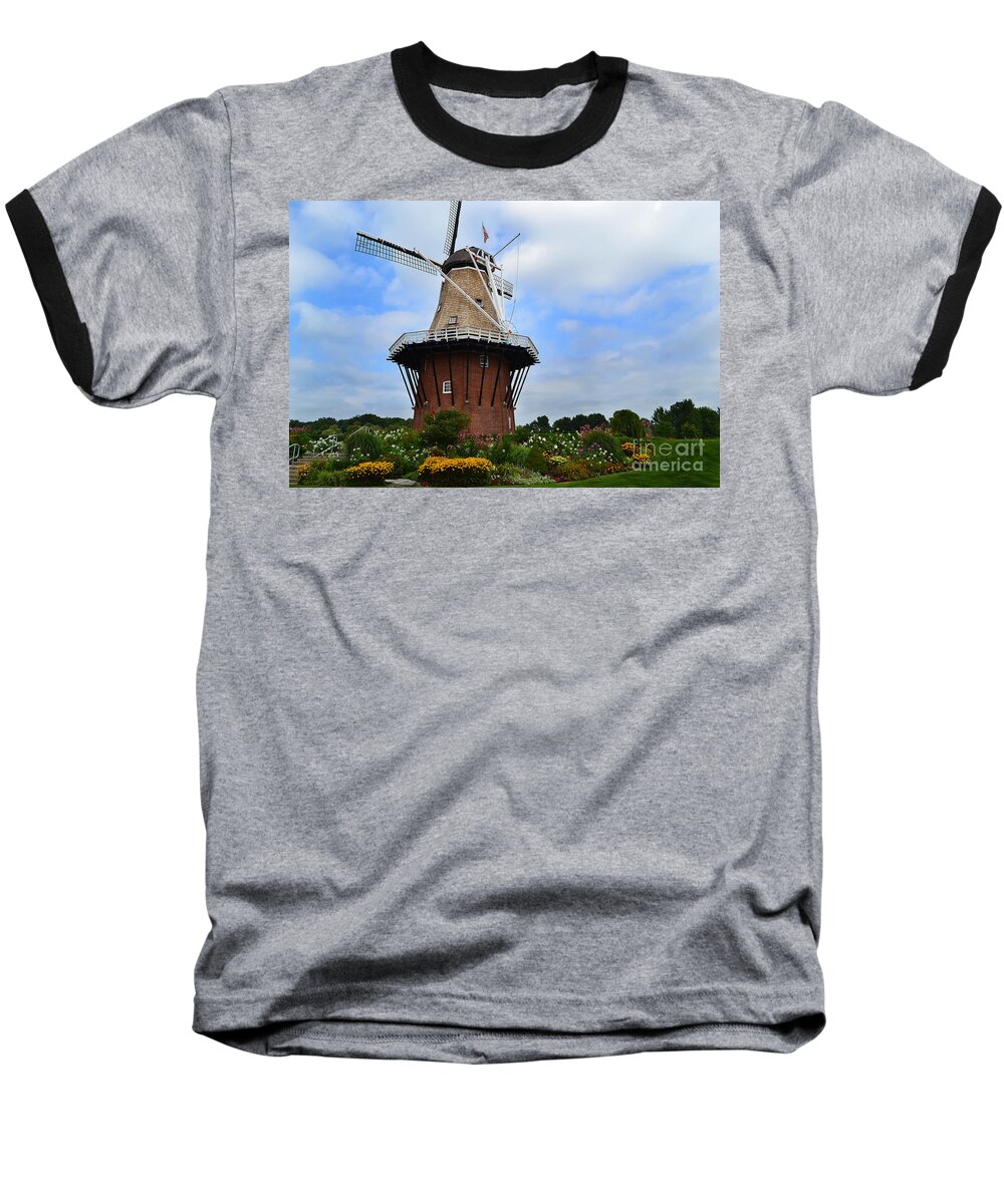 Windmill Baseball T-Shirt featuring the photograph Holland Michigan Windmill by Amy Lucid