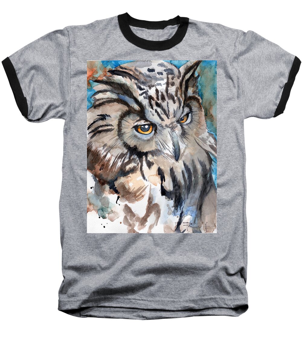 Owl Baseball T-Shirt featuring the painting Hollis Mason by Sean Parnell