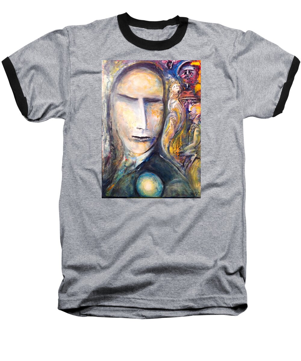 Man Baseball T-Shirt featuring the painting Hollow Man by Kicking Bear Productions