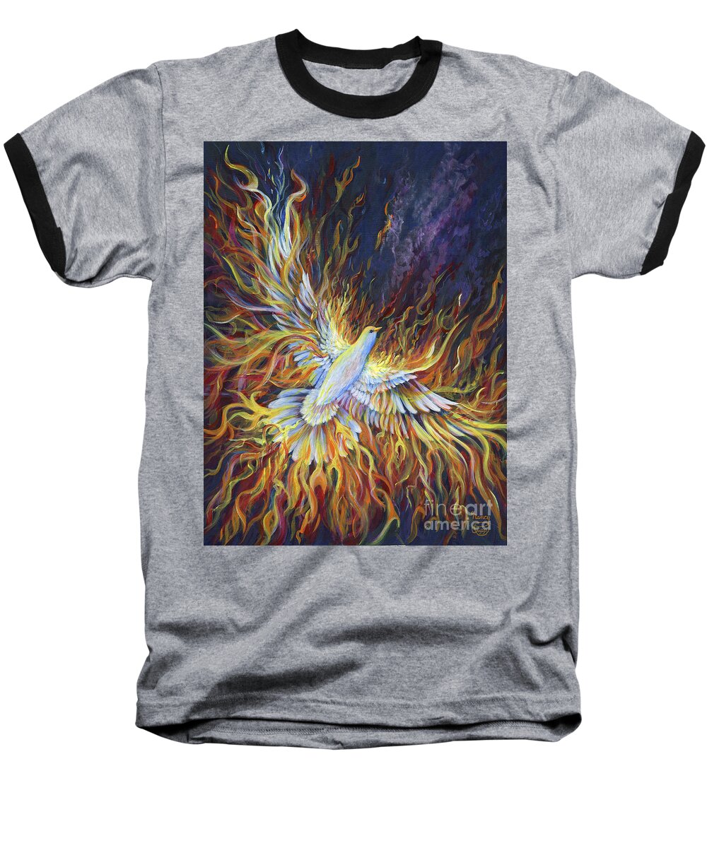 Holy Spirit Baseball T-Shirt featuring the painting Holy Fire by Nancy Cupp
