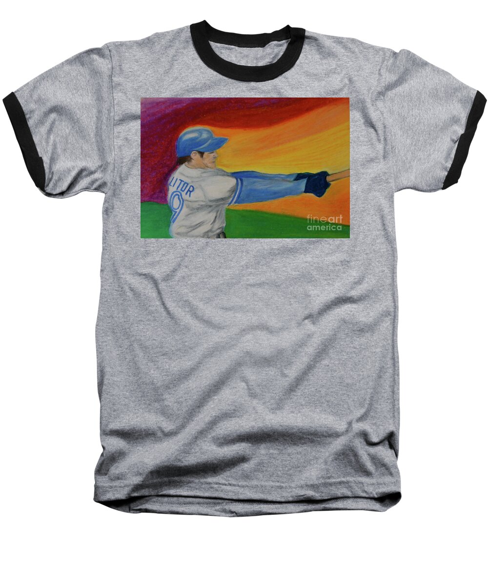 Baseball Baseball T-Shirt featuring the drawing Home Run Swing Baseball Batter by First Star Art