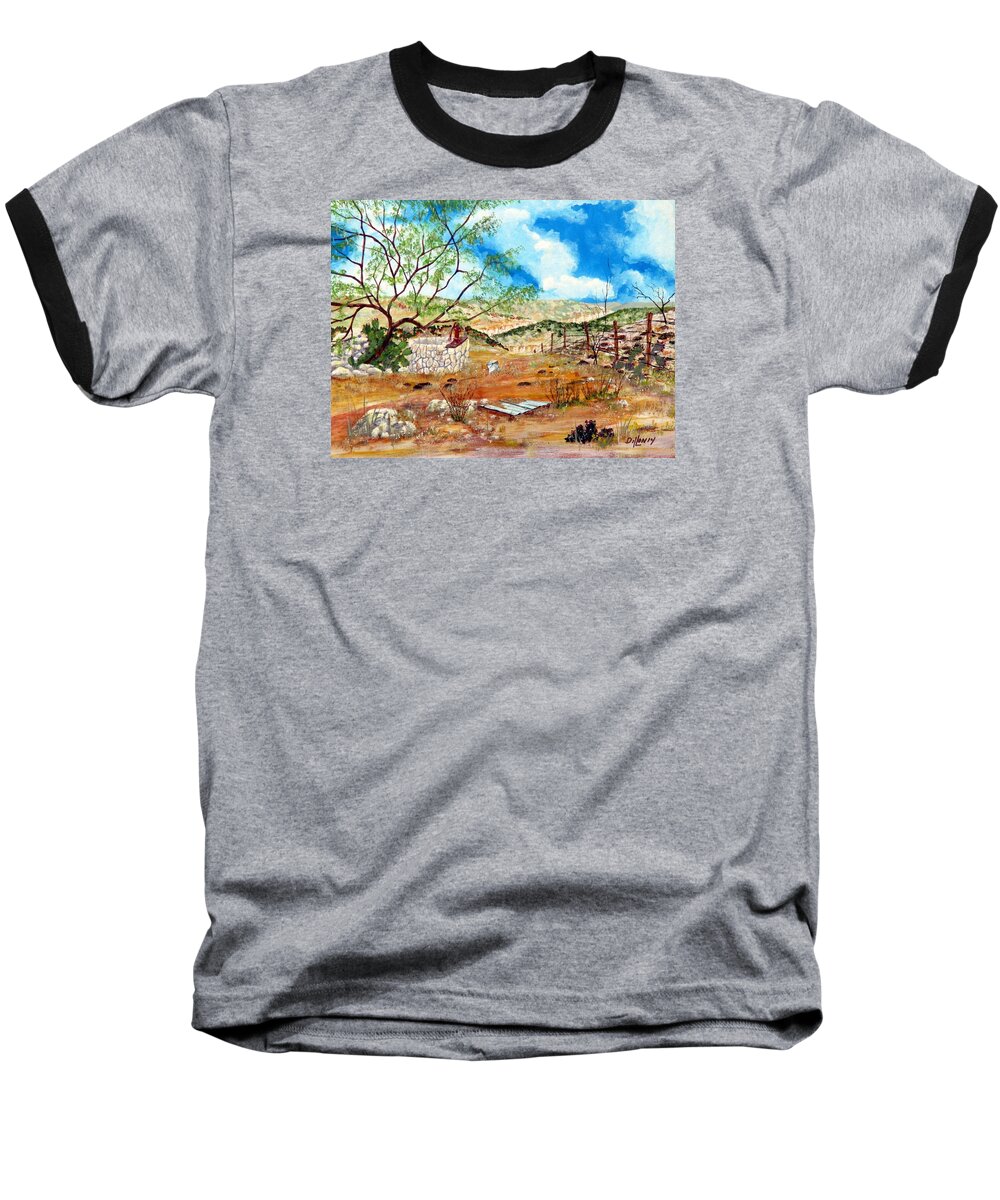 Landscape Baseball T-Shirt featuring the painting Texas Southwest Honey Tree by Michael Dillon