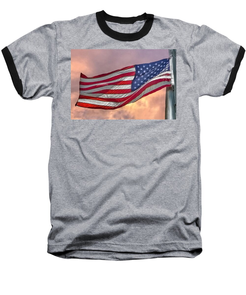 Flag Baseball T-Shirt featuring the photograph Honoring The Heroes by Charlotte Schafer