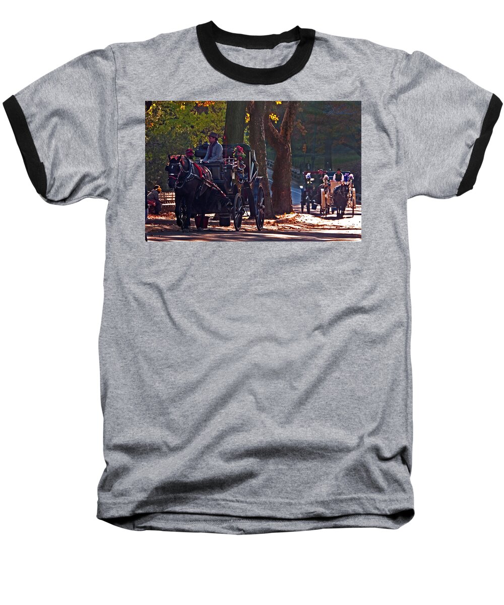 Central Park Baseball T-Shirt featuring the photograph Horse Play by S Paul Sahm