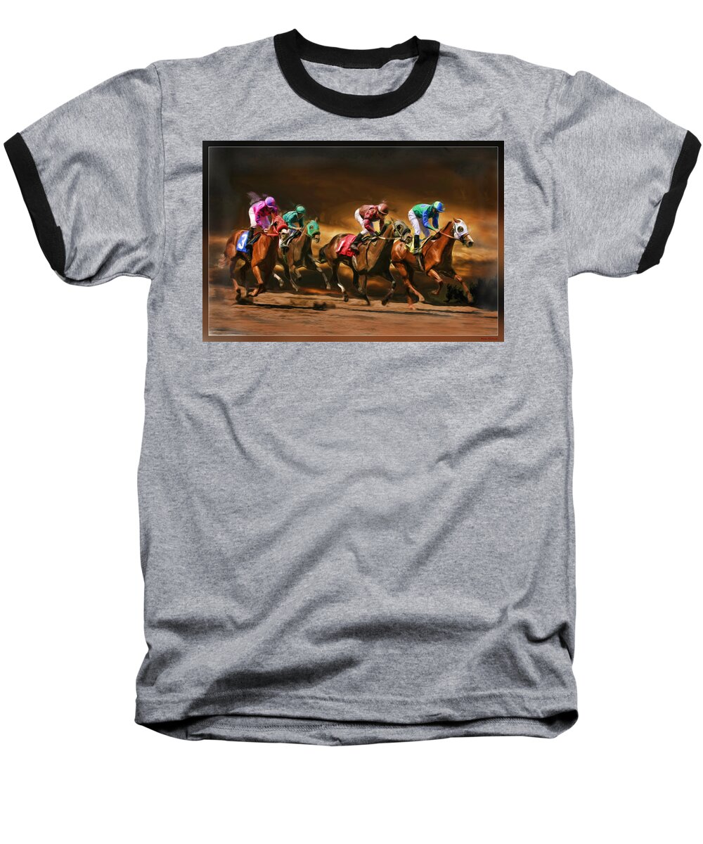 Horse Baseball T-Shirt featuring the photograph Horses 4 at finish by Blake Richards
