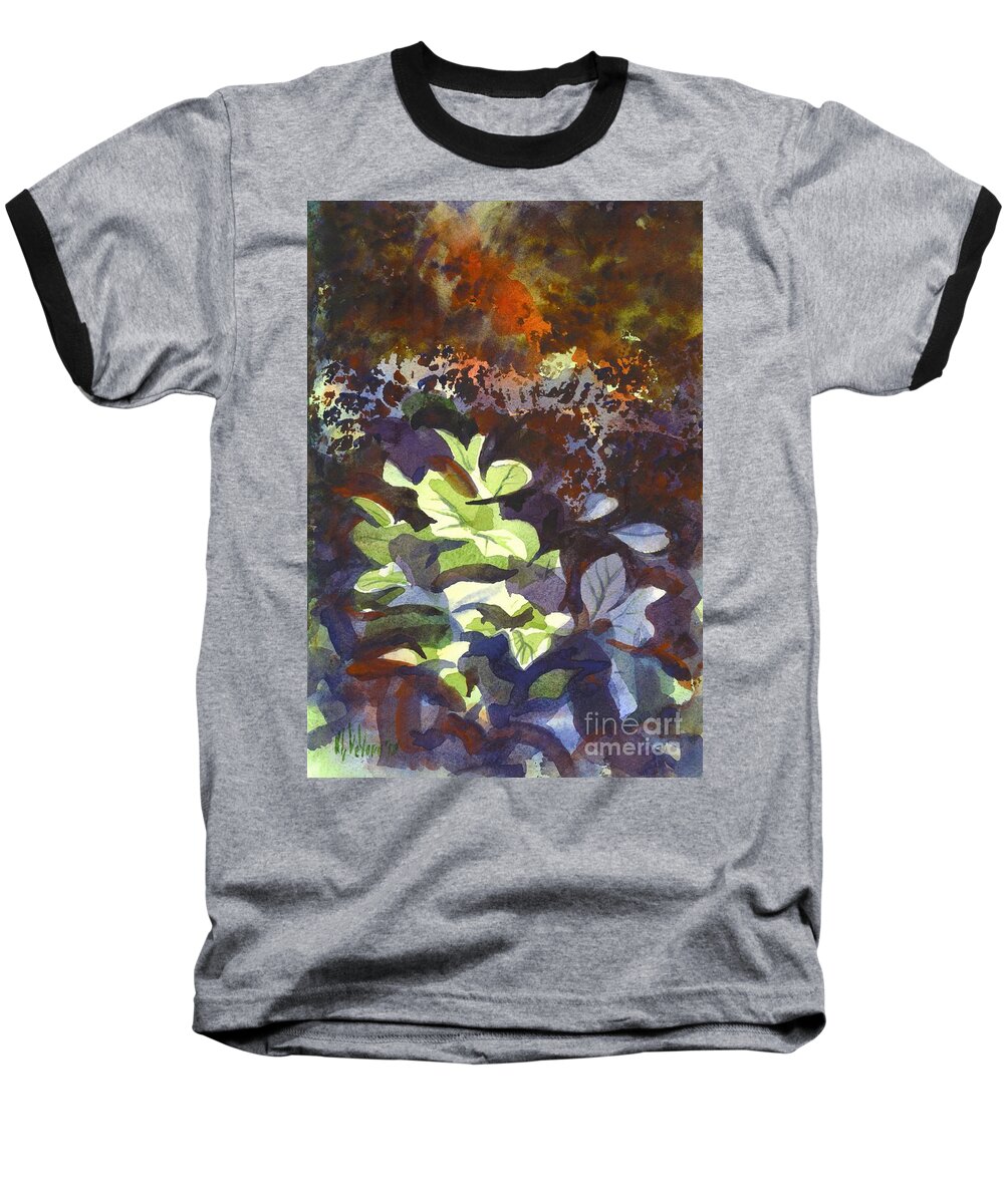Hostas In The Forest Baseball T-Shirt featuring the painting Hostas in the Forest by Kip DeVore