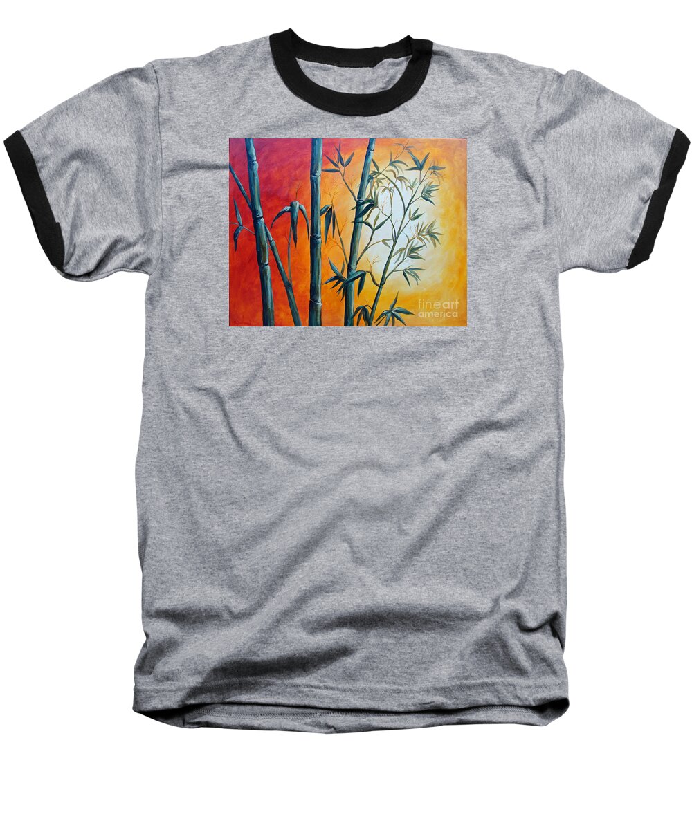 Bamboo Baseball T-Shirt featuring the painting Hot Bamboo Days by Phyllis Howard