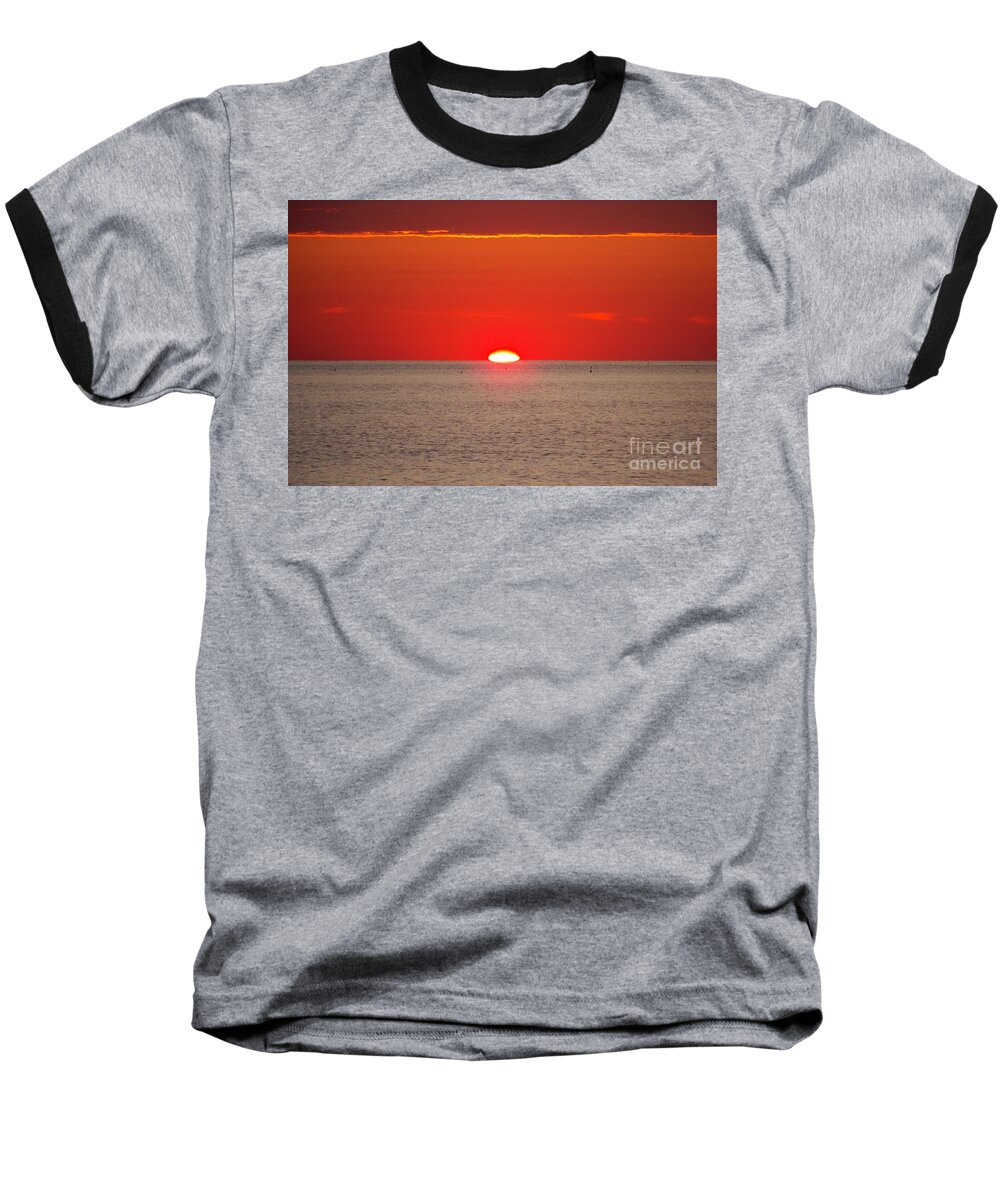 Atlantic Ocean Baseball T-Shirt featuring the photograph Orange Sky by Eunice Miller