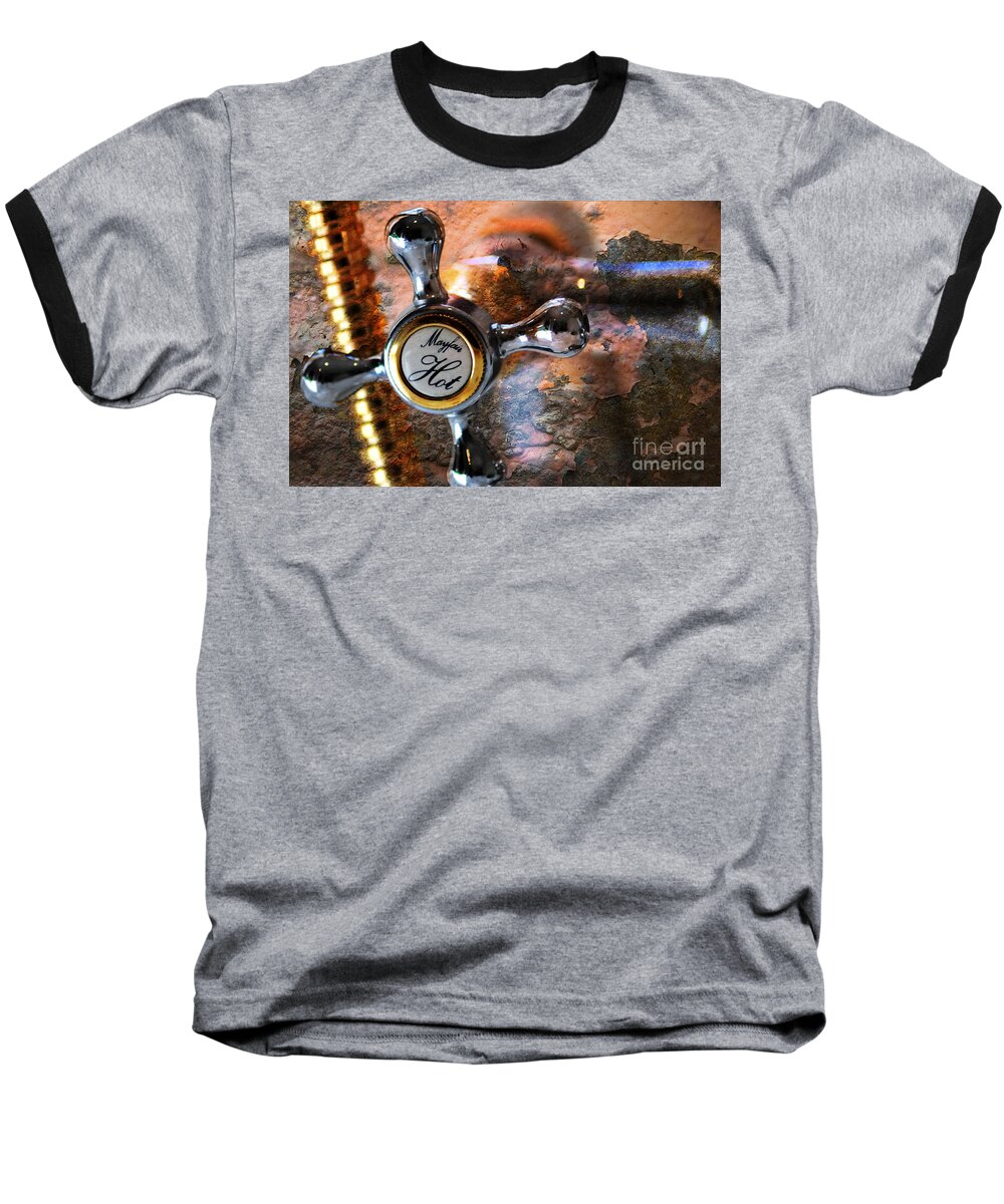 Faucet Baseball T-Shirt featuring the photograph Hot Water by Randi Grace Nilsberg