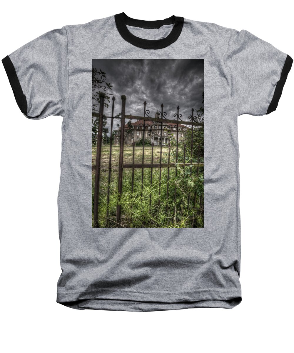 Architecture Baseball T-Shirt featuring the digital art House of horror by Nathan Wright
