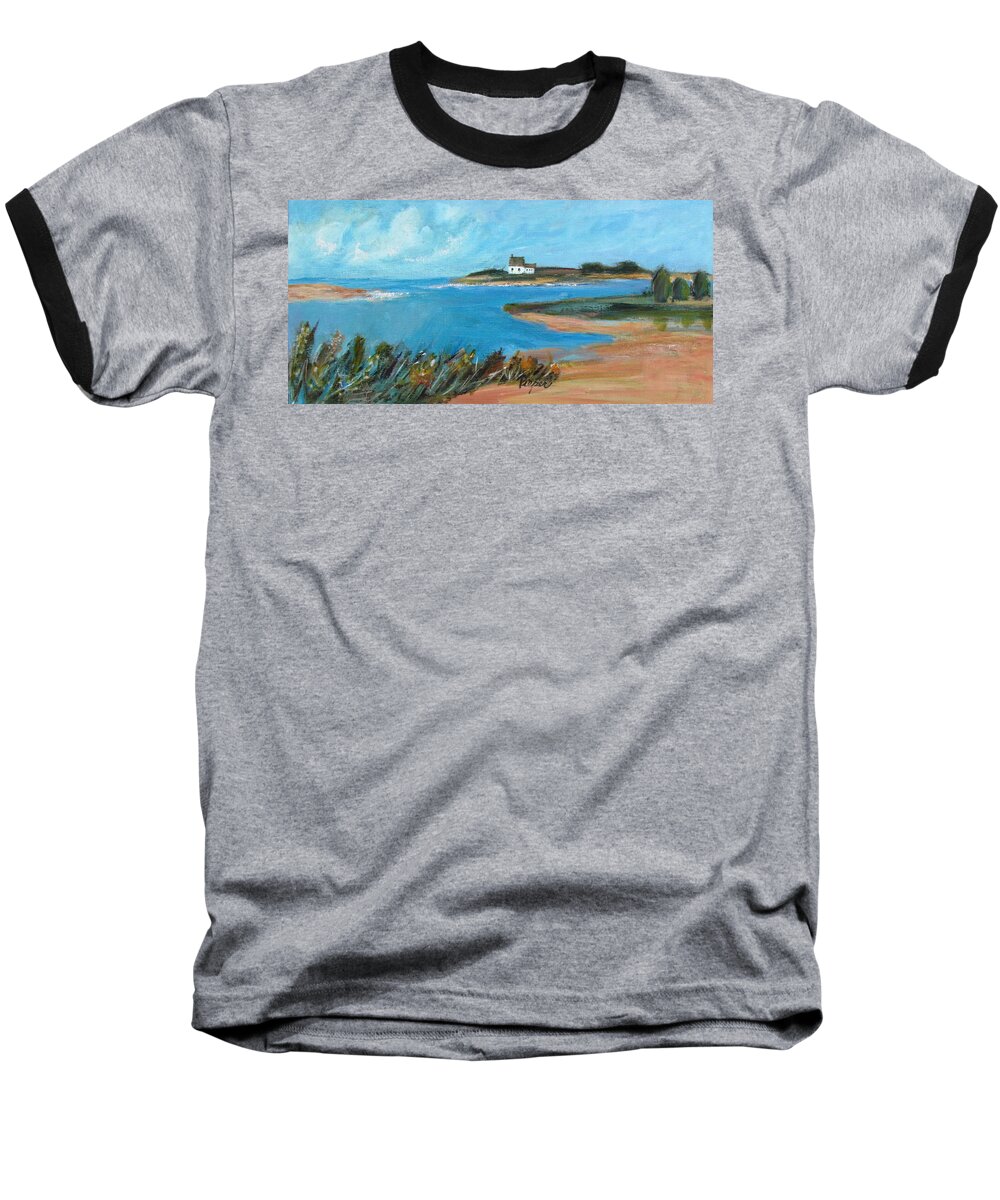 Ocean And Sand Baseball T-Shirt featuring the painting House on the Point by Betty Pieper
