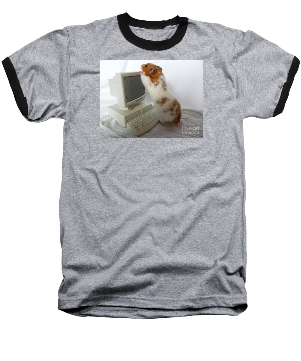 Hamster Baseball T-Shirt featuring the photograph How do you switch on this screen? by Vicki Spindler