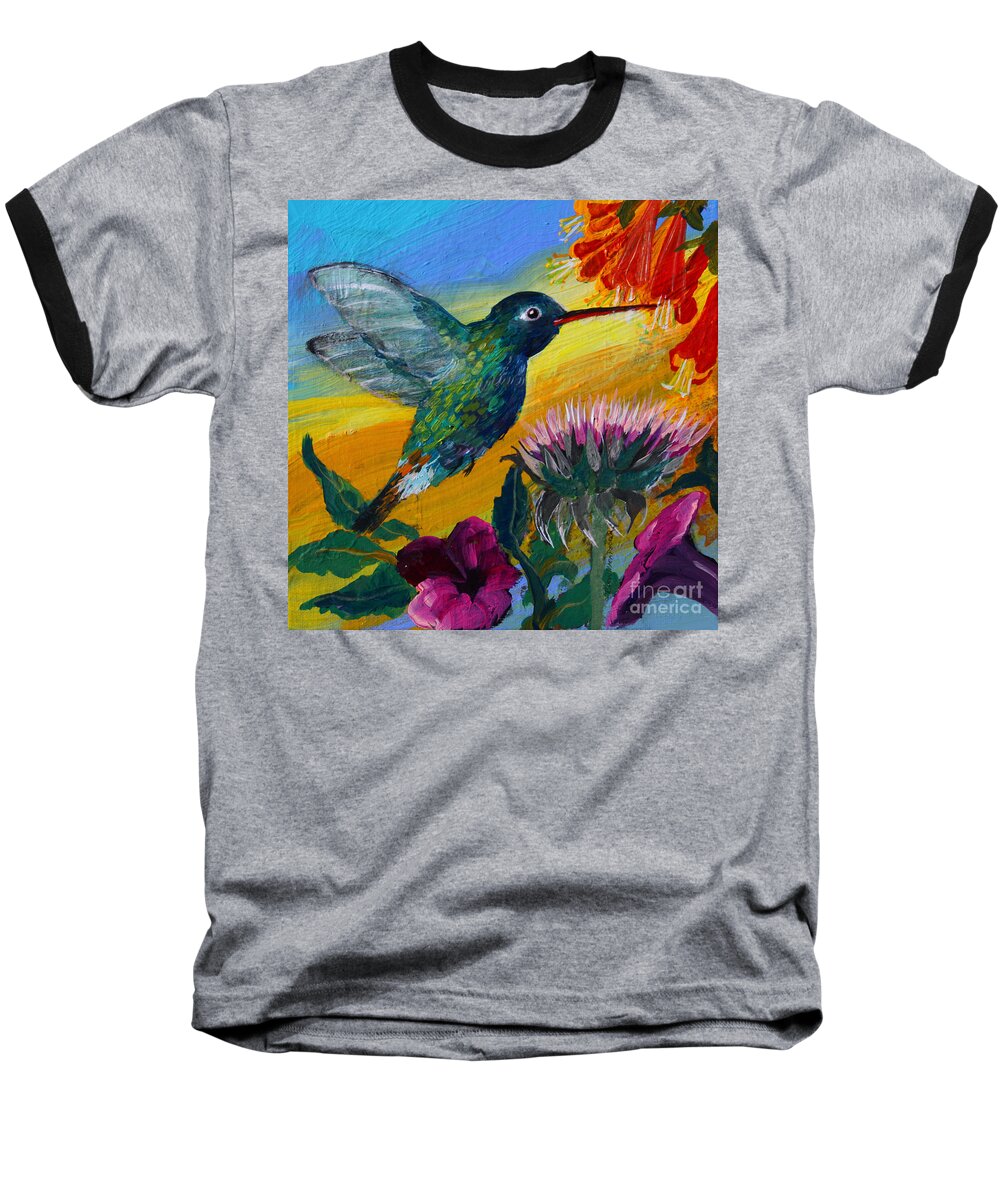 Hummingbird Baseball T-Shirt featuring the painting Hummingbird by Robin Pedrero