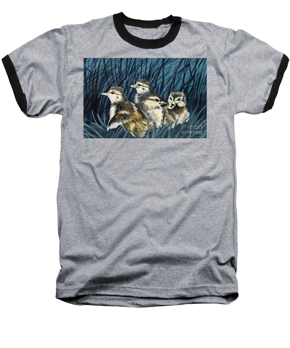 Baby Ducks Baseball T-Shirt featuring the painting Spring is Right Around the Corner by Jennifer Lake
